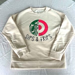 Unique sweatshirt for the Target and Starbucks lover.